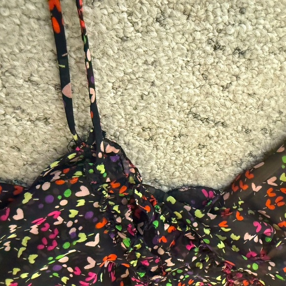 Ted Baker M (2) sheer baby doll drawstring heart pattern Floral EUC ruffles! - Picture 13 of 15